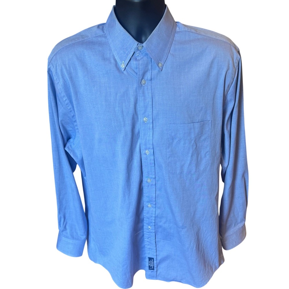 VTG‎ Allen Solly Mens Blue Pinpoint Athletic Cut Oxford Shirt 16.5 34 Cotton L/S